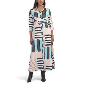 NANCY YANG multi Maxi Shirt Dress